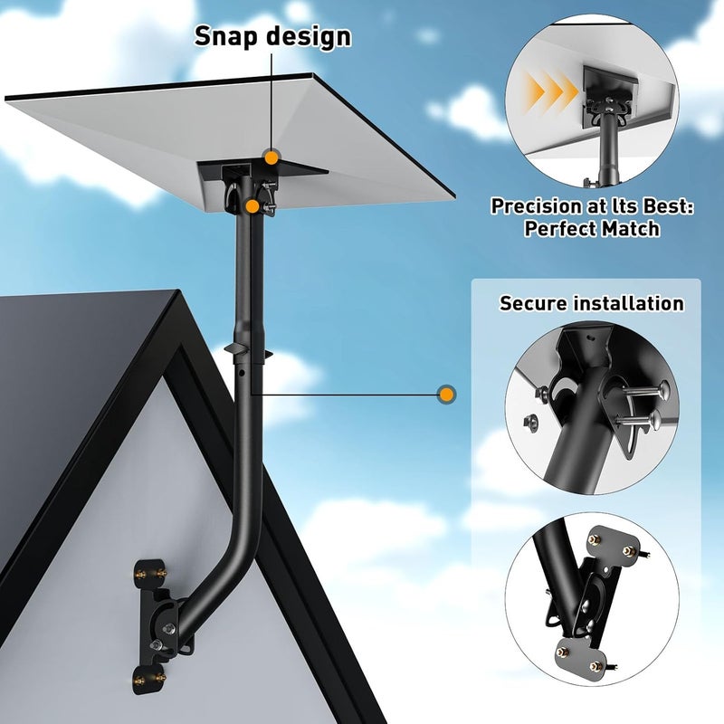 WTPGTI Starlink Gen 3 Mount, Lengthening 360° Adjustable Starlink Mounting Kit Compatible with V3 Standard Dish, Wall Mount/Roof for Starlink Internet Kit Satellite - Image 4